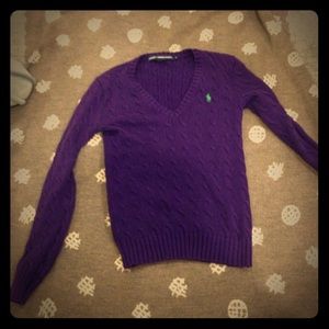 Ralph Lauren Purple cable knit preppy sweater