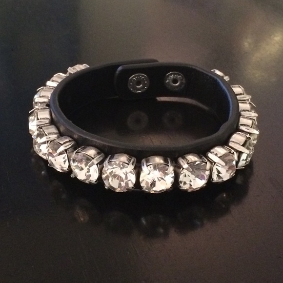 Rhinestone stud leather wrap bracelet. NWOT