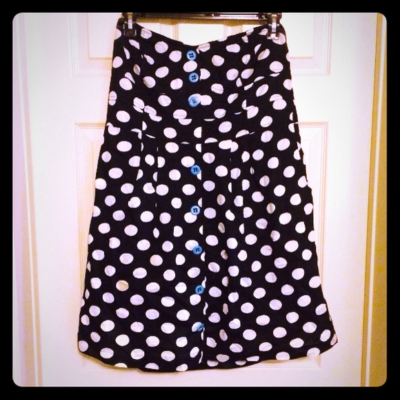 BLACK WHITE POLKA DOT STRAPLESS DRESS WITH POCKETS