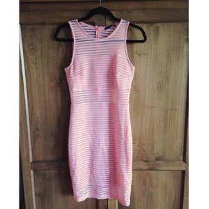 Lulu's light coral pink sheet strip dress