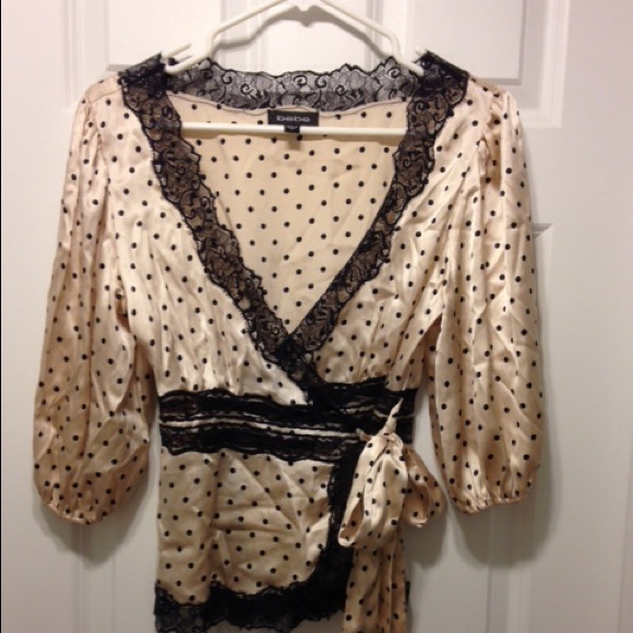 Bebe silk wrap style blouse