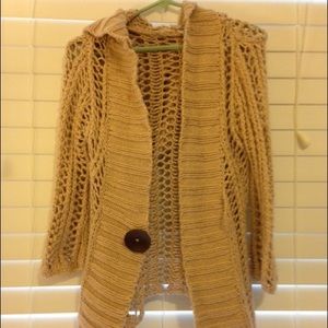 Free People knit open cardigan w/ hood