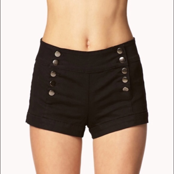 Forever 21 Cuffed Black Sailor Shorts