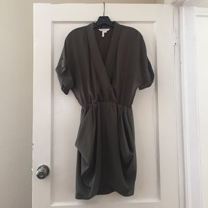 BCBG army green silk dress with pockets!