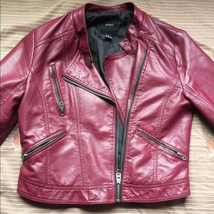 Burgundy leather Moto jacket