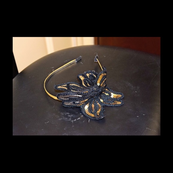 Black and Gold Flower Headband