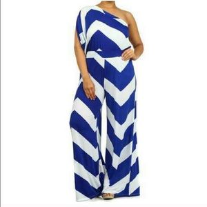 Asymmetrical chevron jumpsuit *PRICE FIRM*