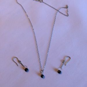 Black onyx earrings and matching necklace