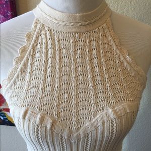 Moda International knit beige halter dress size M