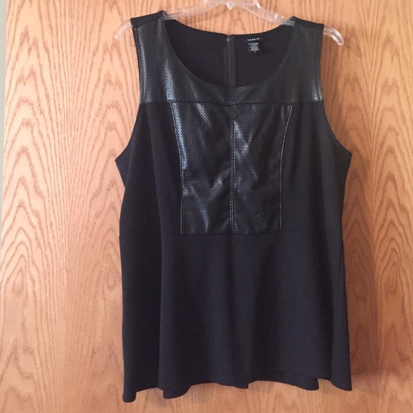 Peplum top with faux leather