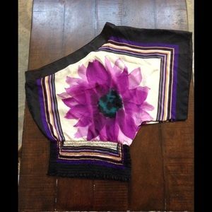 Single Shoulder Purple Flower Blouse