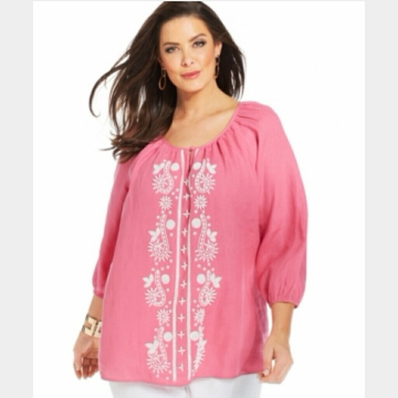 CHARTER CLUB PLUS SIZE TOP LINEN