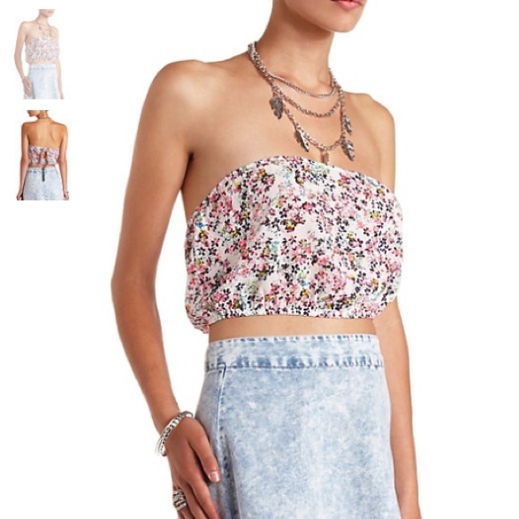 New Charlotte Russe Bow-Back Floral Tube Top XS 🎀 - Picture 1 of 3