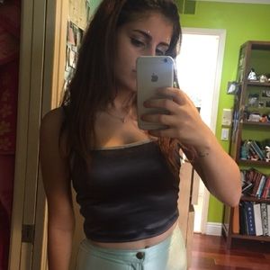 american apparel silver crop top