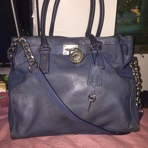 Michael by Michael kors large blue leather handbag