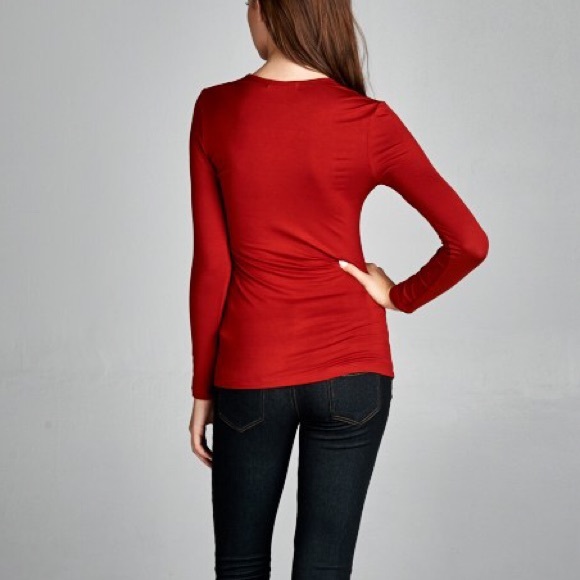 "Statue" Lace Up Plunge Long Sleeve Top - Picture 2 of 4