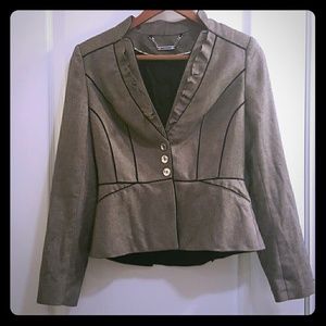 Grey Fitted White/Black Blazer