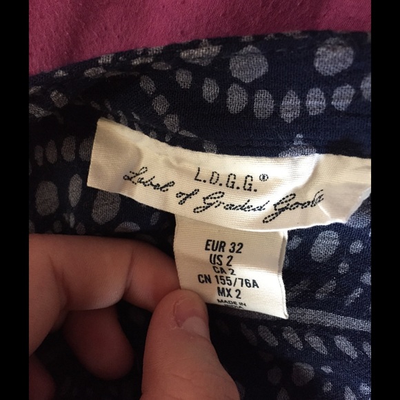 Navy and light blue designed blouse, size US 2