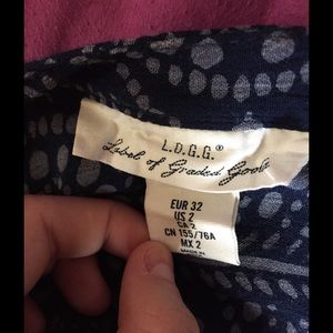 Navy and light blue designed blouse, size US 2