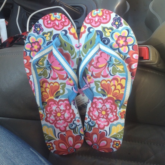Vera Bradley Hope Grows flip flops