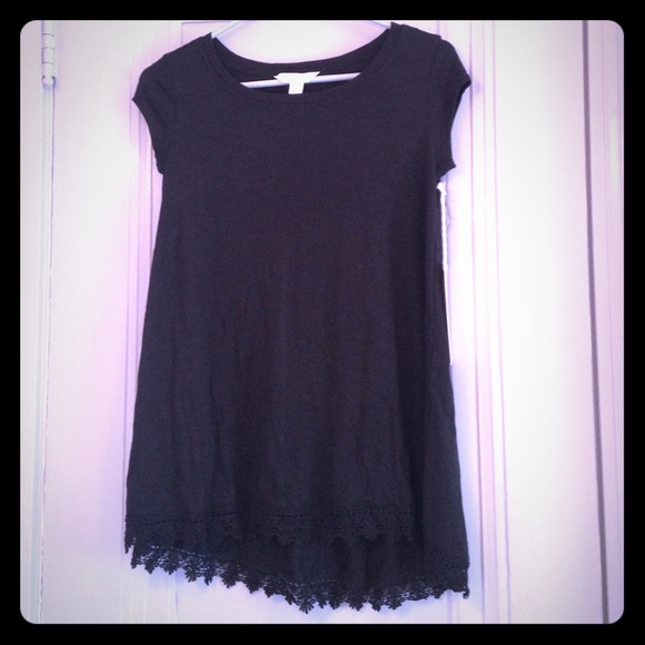 Black Tunic with Lace Trim