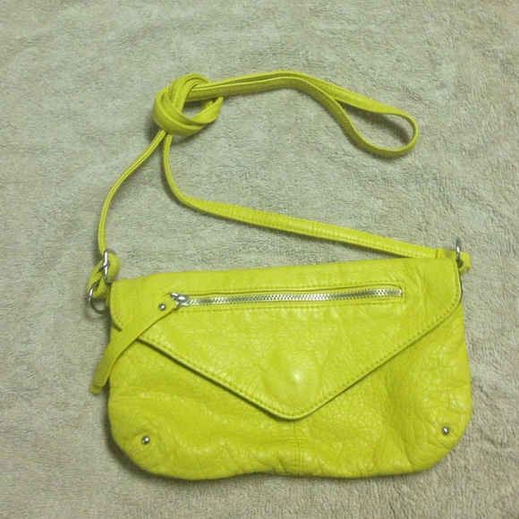Lime green over the shoulder clutch bag.