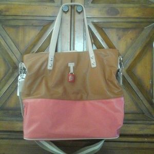 Jessica Simpson pink, brown and tan handbag purse