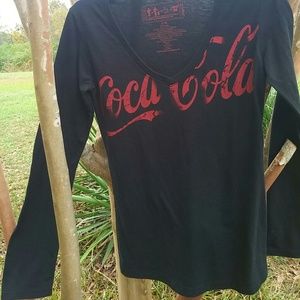Long Sleeved Coca~Cola V-neck Tee