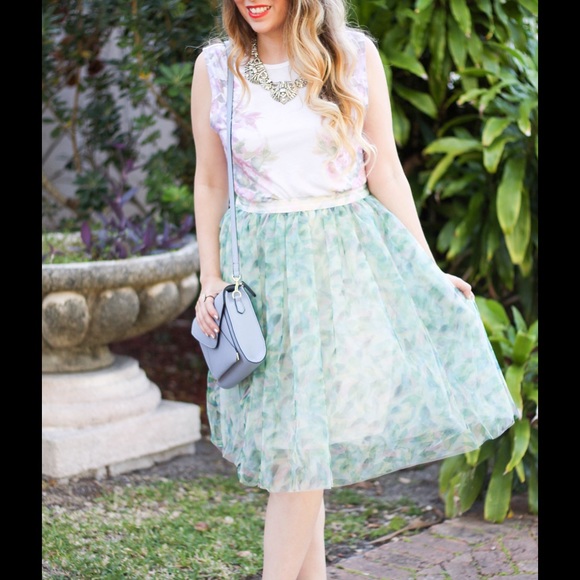 LC Lauren Conrad Floral Tulle Midi Skirt - Picture 2 of 4