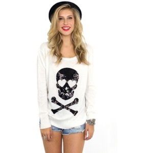 Wildfox Sequin Skull Sweater