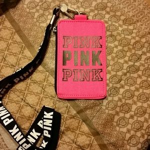 NWOT Pink Vs ID holder and lanyard