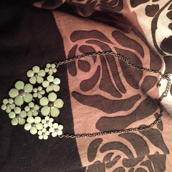 Pale Green floral statement necklace