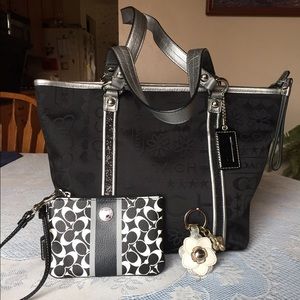 Coach Tote, Wristlet and Key Fob Set