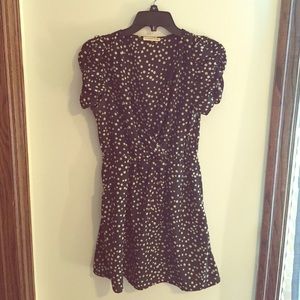 Black dress tan polka dots