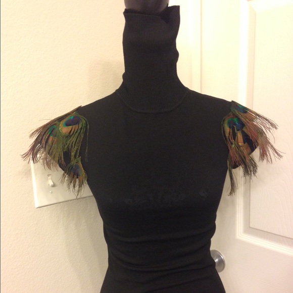 Tops - Feathered short sleeved turtleneck