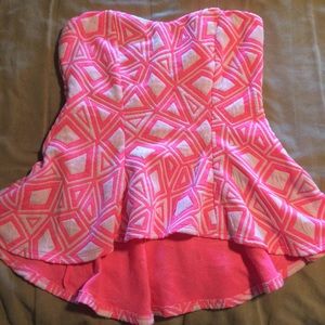 pink patterned peplum top