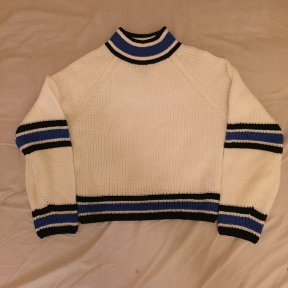 UNIF X UO Athletic Stripe Mock Neck Sweater