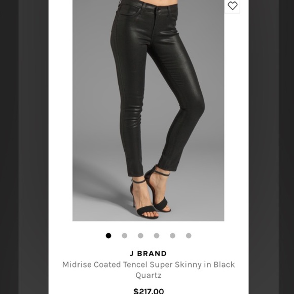 J Brand midrise coated tencel skinny black quartz.