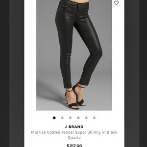 J Brand midrise coated tencel skinny black quartz.