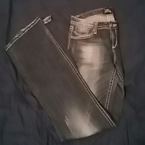 Boot cut Long thick thread jeans