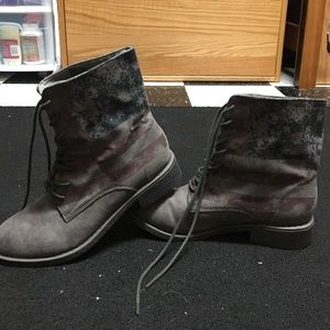 American Flag Grey Combat Boots