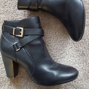 Merona Shoes - Black booties with heels and buckles. Merona Shoes - Black booties with heels and buckles.