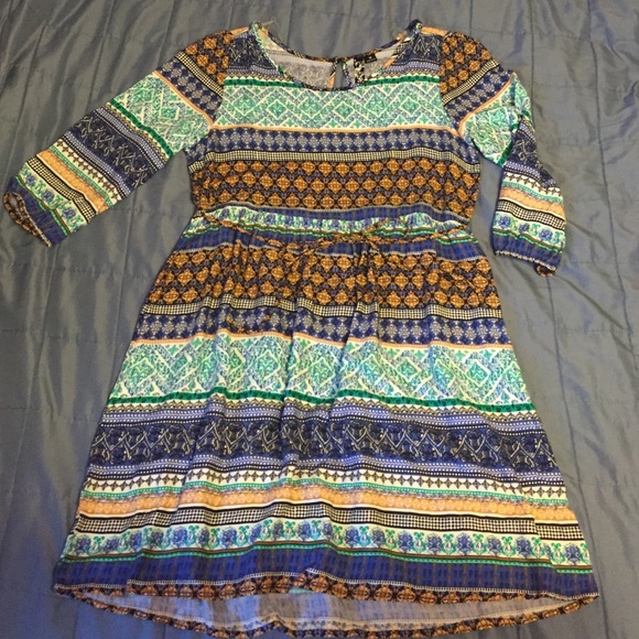 Gorgeous blue and orange pattern dress