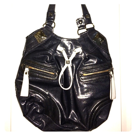 Dark denim pattern purse