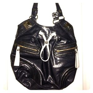 Dark denim pattern purse