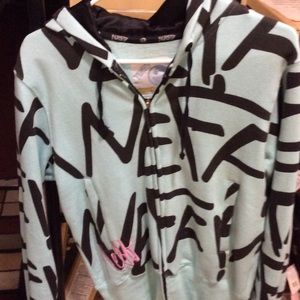 Neff Zigzag Teal & Black Striped Zip Hoodie