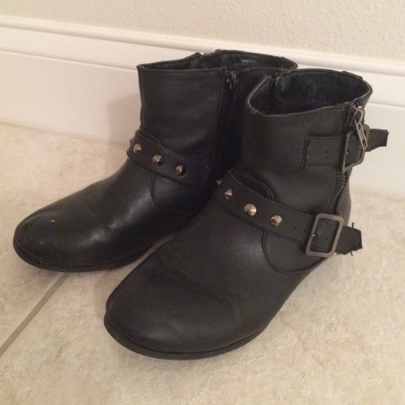 Black studded ankle boots