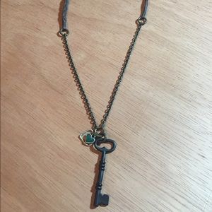 Leather & Chain Necklace with Key Charm