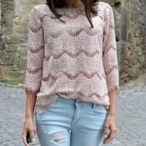 Light Pink Zara Lace Blouse