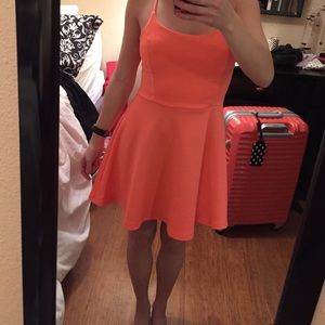 Neon coral ladder back dress